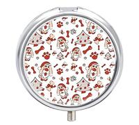 Pastillero de metal con diseño de árboles y regalos, organizador de medicamentos, contenedor de vitamina