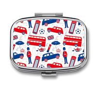 Pastillero de metal con diseño de autobús de Londres, caja de teléfono portátil, organizador de medicamentos, contenedor de vitamina