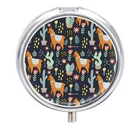 Pastillero de metal con diseño de cactus y alpaca
