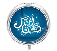 Pastillero de metal con diseño de galaxia, Feliz Navidad, portátil, organizador de medicamentos, contenedor de vitamina
