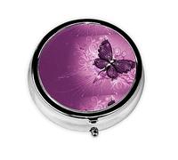 Pastillero de metal con diseño de mariposa rosa, organizador de pastillas, organizador de medicamentos, contenedor de pastillas