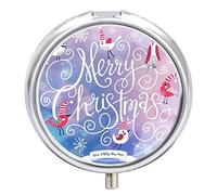 Pastillero de metal con diseño de pájaros de Feliz Navidad, organizador de medicamentos, contenedor de vitamina