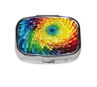 Pastillero de metal con diseño de remolino de arco iris, organizador de pastillas portátil de viaje para bolsillo o bolso, caja de medicina decorativa, contenedor de vitaminas