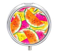 Pastillero de metal con diseño de sandía, organizador de medicamentos, contenedor de vitamina