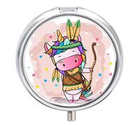 Pastillero de metal con diseño de unicornio, lindo pastillero portátil, organizador de medicamentos, contenedor de vitamina