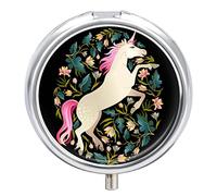 Pastillero de metal con diseño de unicornio, organizador de medicamentos, contenedor de vitamina