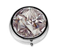 Pastillero de metal con estampado de diamantes abstractos y cristales brillantes, estuche para medicamentos de 3 compartimentos, organizador portátil