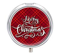 Pastillero de metal con fondo de Feliz Navidad, organizador de medicamentos y vitaminas, contenedor portátil