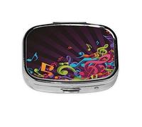 Pastillero de metal con fondo musical, organizador de píldoras portátil para bolsillo o bolso, organizador decorativo de medicamentos, contenedor de vitaminas