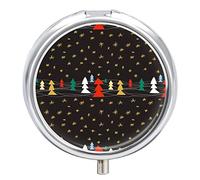 Pastillero de metal con fondo navideño portátil, organizador de medicamentos, contenedor de vitamina