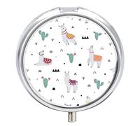 Pastillero de metal con forma de alpaca y cactus, portátil, organizador de medicamentos, contenedor de vitamina