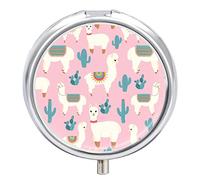 Pastillero de metal con forma de cactus y alpaca, organizador de medicamentos, contenedor de vitamina