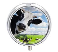 Pastillero de metal con forma de vaca, portátil, organizador de medicamentos, contenedor de vitamina