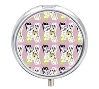 Pastillero de metal con patrón de decoración portátil, organizador de medicamentos, contenedor de vitamina