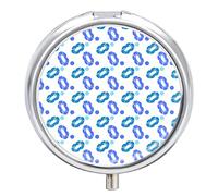 Pastillero de metal con patrón de labios, organizador de medicamentos y vitaminas, contenedor portátil