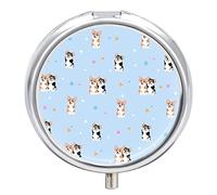 Pastillero de metal con patrón de perro galés Corgi organizador de medicamentos contenedor de vitamina