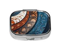 Pastillero de metal con patrones en espiral y curva, organizador de pastillas de viaje portátil para bolsillo o bolso, caja de medicina decorativa, contenedor de vitaminas