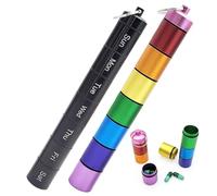 Pastillero de metal de 2 piezas, organizador semanal de pastillas desmontable de 7 días con llavero, estuche de almacenamiento de aluminio impermeable para viajes y uso diario (185 x 25 mm).