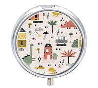 Pastillero de metal, diseño de dinosaurio, para coche, portátil, organizador de medicamentos, contenedor de vitamina