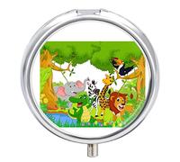 Pastillero de metal, diseño de elefante, león, jirafa, portátil, organizador de medicamentos, contenedor de vitamina
