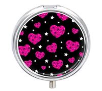 Pastillero de metal, diseño de estrellas y corazones, portátil, organizador de medicamentos, contenedor de vitamina