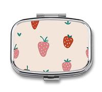 Pastillero de metal, diseño de fresa, fruta, bayas, pastillero portátil, organizador de medicamentos, contenedor de vitamina