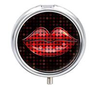 Pastillero de metal, diseño de labios rojos, organizador de medicamentos, contenedor de vitamina