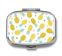 Pastillero de metal, diseño de piña, portátil, organizador de medicamentos, contenedor de vitamina