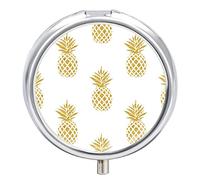 Pastillero de metal, diseño de piña, portátil, organizador de medicamentos, contenedor de vitamina