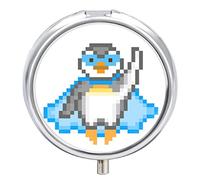 Pastillero de metal, diseño de pingüino, portátil, organizador de medicamentos