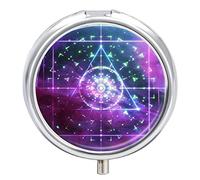 Pastillero de metal Galaxy azul púrpura portátil pastillero organizador de medicamentos contenedor de vitamina