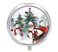 Pastillero de metal, muñeco de nieve, árboles de Navidad, pastillero portátil, organizador de medicamentos, contenedor de vitamina
