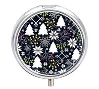 Pastillero de metal para árbol de Navidad, diseño de copos de nieve, pastillero portátil, organizador de medicamentos, contenedor de vitamina
