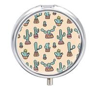 Pastillero de metal para cactus, organizador de medicamentos, contenedor de vitamina