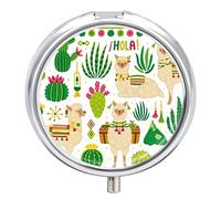 Pastillero de metal para cactus y alpaca portátil, organizador de medicamentos, contenedor de vitamina