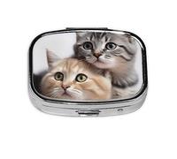 Pastillero de metal para gatos, organizador de píldoras portátil para bolsillo o bolso, organizador decorativo de medicamentos, contenedor de vitaminas
