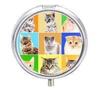 Pastillero de metal para gatos portátil, organizador de medicamentos y vitaminas