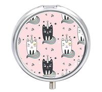 Pastillero de metal para gatos y unicornios, portátil, organizador de medicamentos, contenedor de vitamina