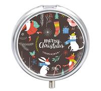 Pastillero de metal para Navidad, conejo, zorro, pájaro, pastillero portátil, organizador de medicamentos