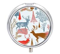 Pastillero de metal para Navidad, invierno, alces portátil, organizador de medicamentos, contenedor de vitamina