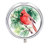 Pastillero de metal para pájaros de invierno, portátil, organizador de medicamentos, contenedor de vitamina