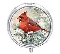 Pastillero de metal para pájaros de invierno, portátil, organizador de medicamentos, contenedor de vitamina