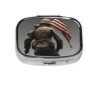 Pastillero de metal para pastillero de Estados Unidos, organizador de píldoras portátil para bolsillo o bolso, organizador decorativo de medicamentos, contenedor de vitaminas