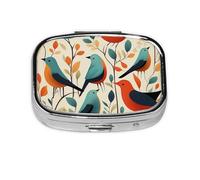 Pastillero de metal para pastillero de Flock of Birds, organizador de pastillas de viaje portátil para bolsillo o bolso, caja de medicina decorativa, contenedor de vitaminas