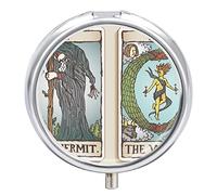 Pastillero de metal para tarjetas de tarot, organizador de medicamentos, contenedor de vitamina