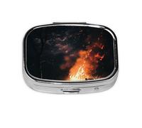 Pastillero de metal portátil Fire in The Night Sky, organizador de pastillas de viaje para bolsillo o bolso, caja de medicina decorativa, contenedor de vitaminas