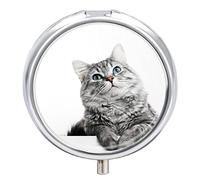 Pastillero de metal portátil para gatos, pastillero organizador de medicamentos