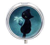 Pastillero de metal portátil para gatos, pastillero organizador de medicamentos