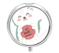 Pastillero de metal portátil para gatos, pastillero organizador de medicamentos