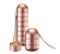 Pastillero de metal semanal, apilable, impermeable, viaje y senderismo, 7 días, visualización de fecha, compartimento grande